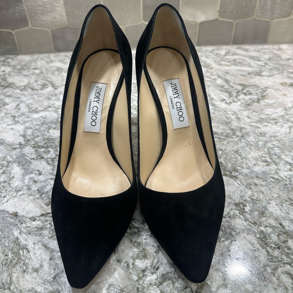 Jimmy Choo Romy 85 Black Suede Pump - Picture 8 of 12